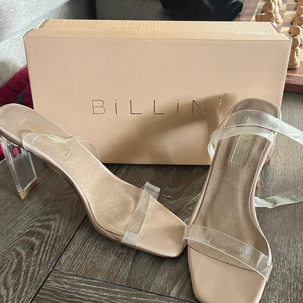 Billini Transparent Strap Heels - Beige